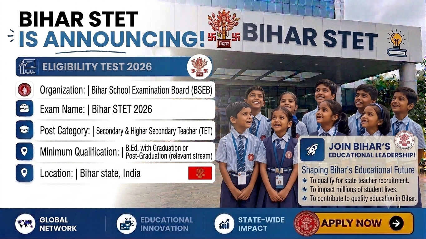Bihar STET 2026 Apply Online Exam Eligibility Test